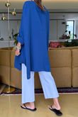 Made in Italy Paulo Pillow Cotton Honeycomb Parachute Tunic Lapis Blue